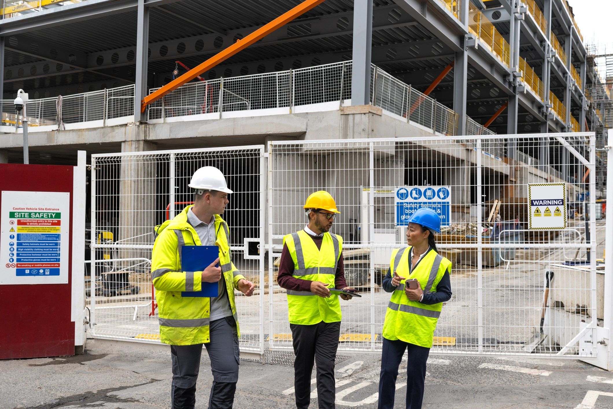 Construction-focused team collaborating on site